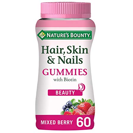 Nature's Bounty Hair, Skin and Nails Gummies with Biotin - Pack of 60 Mixed berry flavour